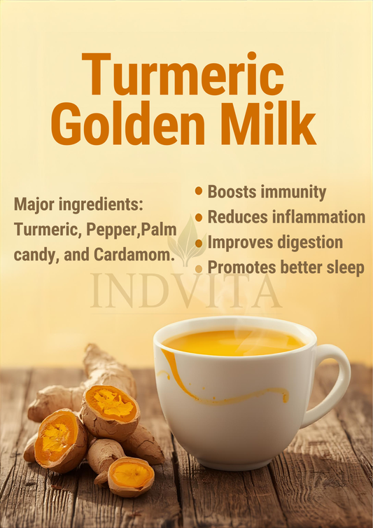 Golden Turmeric Milk Powder with Pepper & Cardamom | Traditional Ayurvedic Drink | Natural Immunity Booster Drink | Caffeine Free