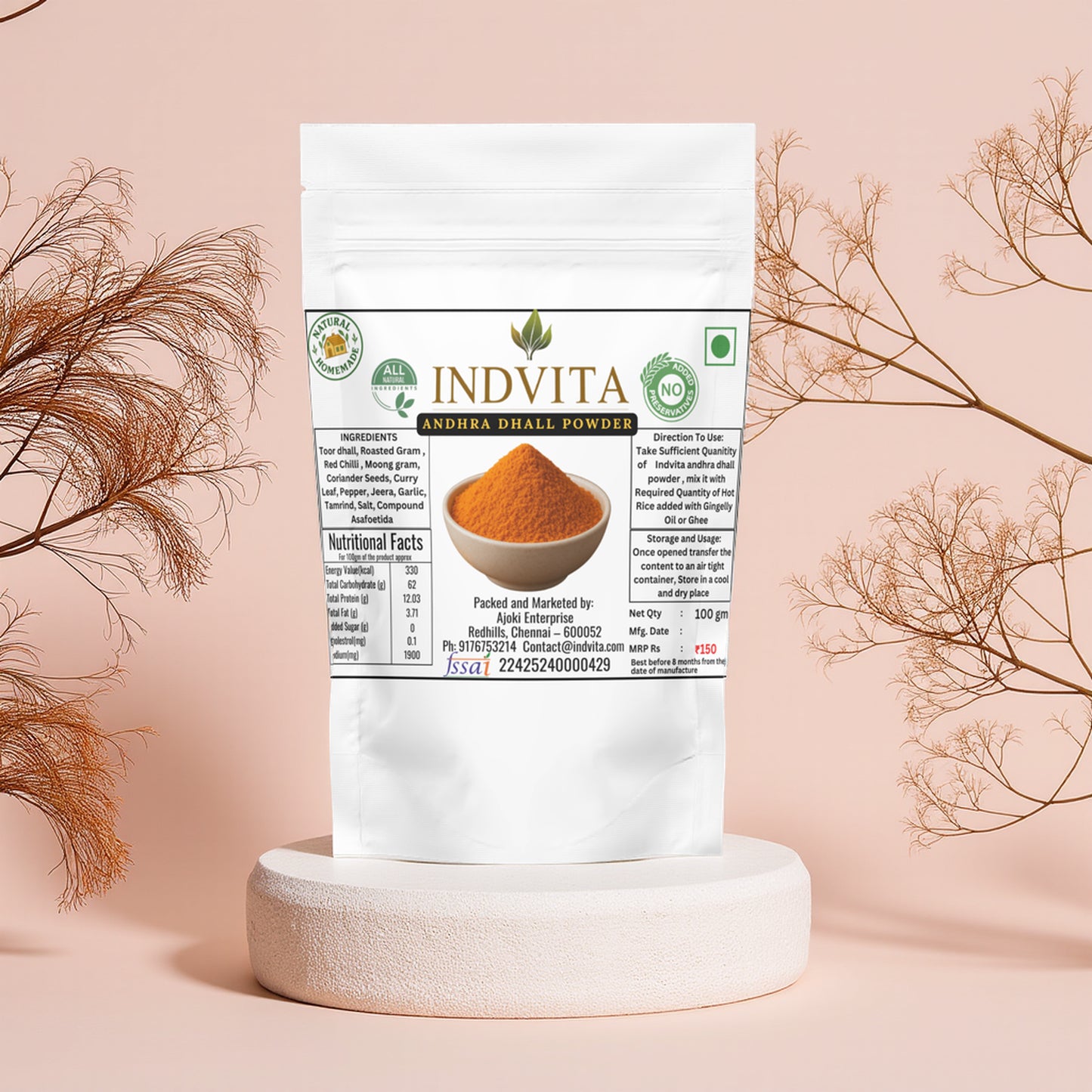 Andhra Rice Dal Powder – Authentic Taste, Wholesome Nutrition