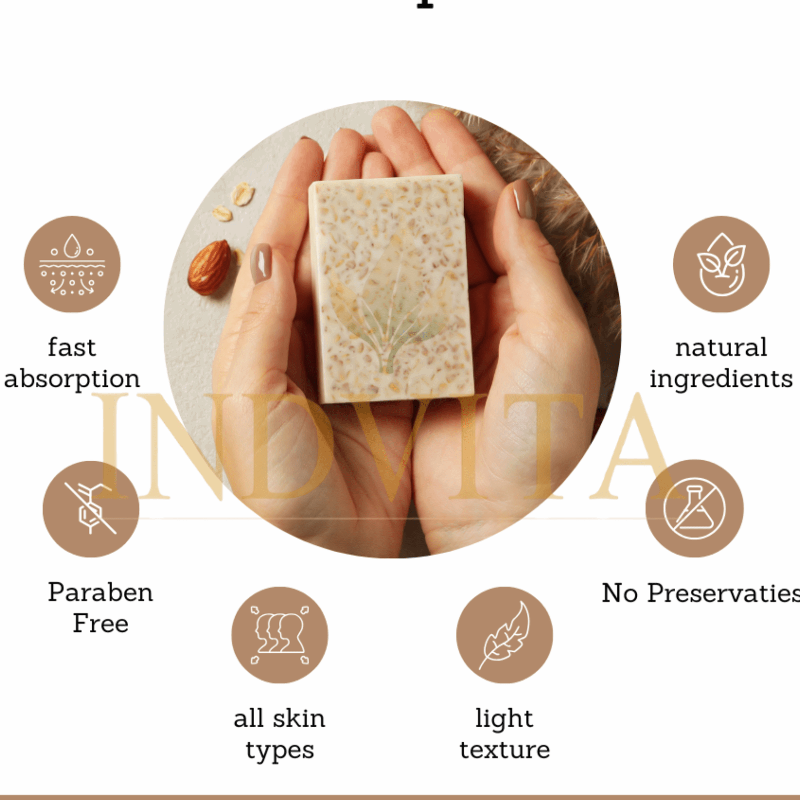 Cold processed - Rose and Almond Soap - INDVITA
