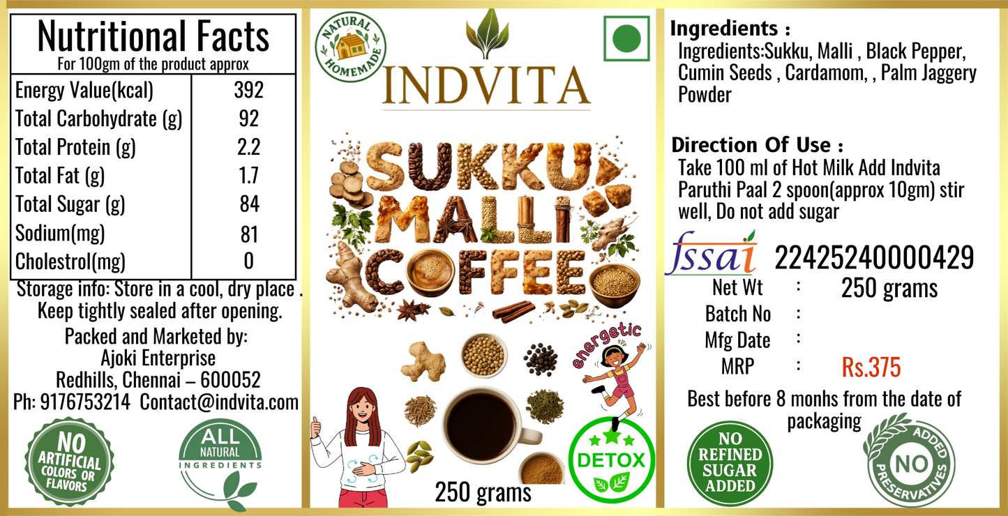 Sukku Coffee Powder | Traditional Dry Ginger Herbal Drink | Caffeine Free