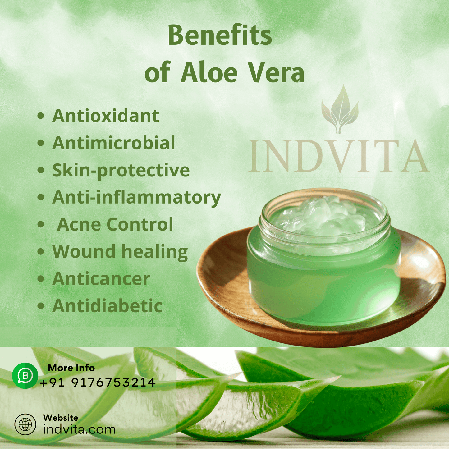 Pure Aloe vera Gel - Premium & Natural - INDVITA