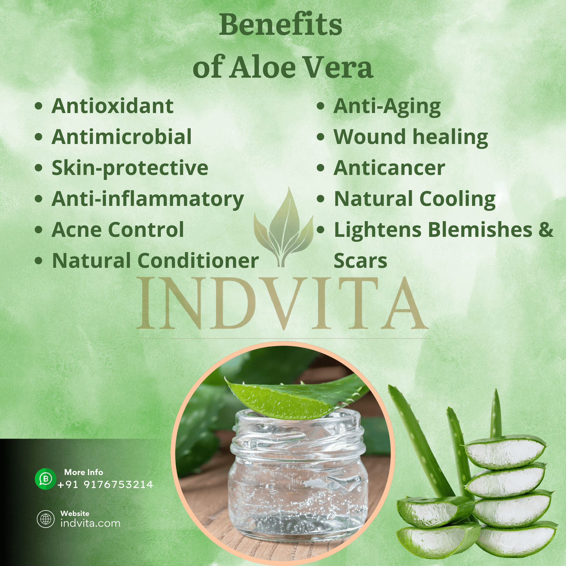 Pure Aloe vera Gel - Premium & Natural - INDVITA
