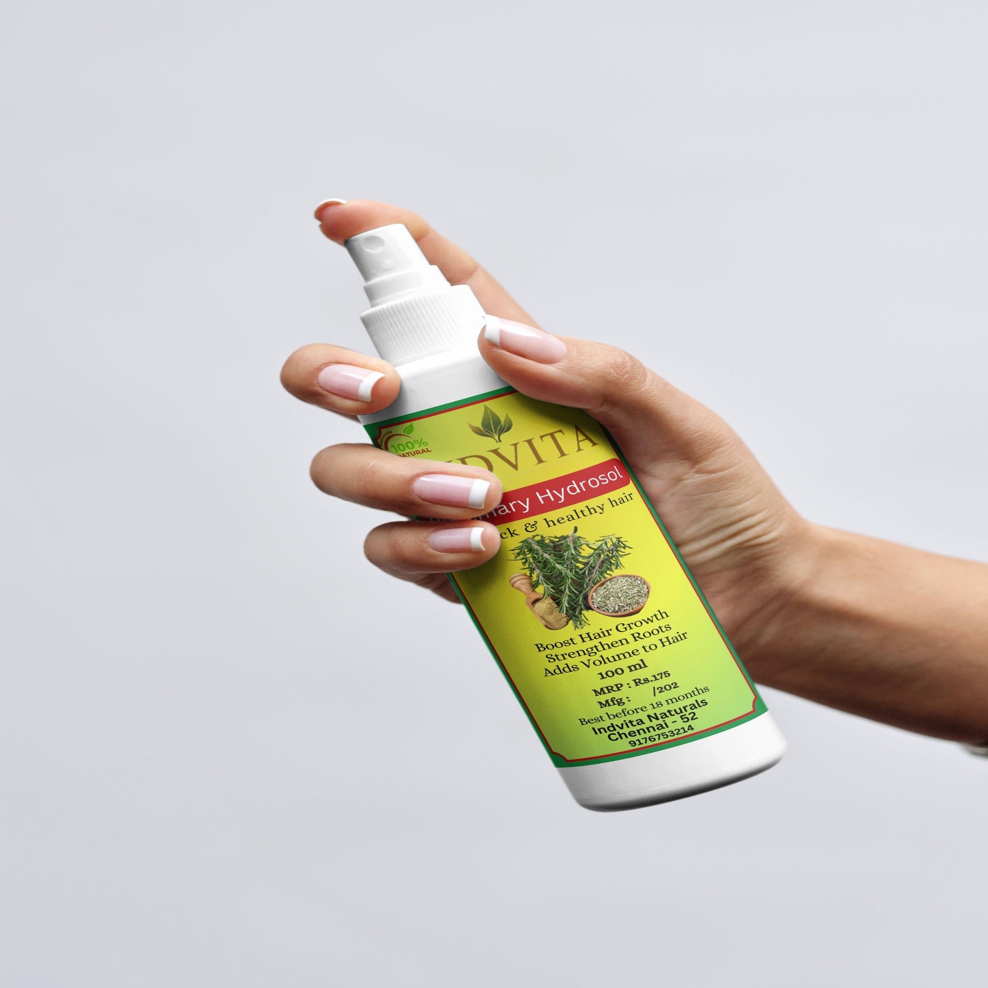Rosemary Hydrosol for Scalp & Skin Health - INDVITA